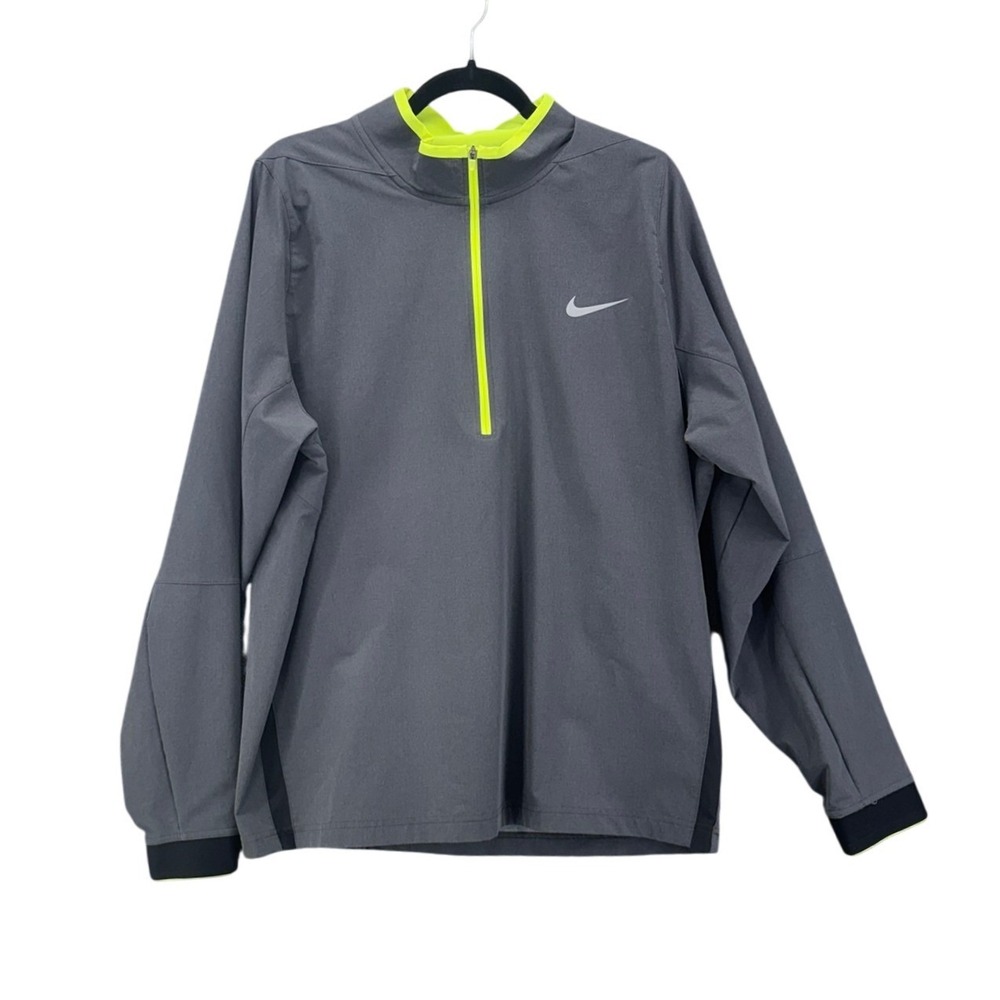 Nike‎ Golf Tour Performance Dri-FIT 1/4 Zip Gray Neon Pullover Mens XL Fox Logo
